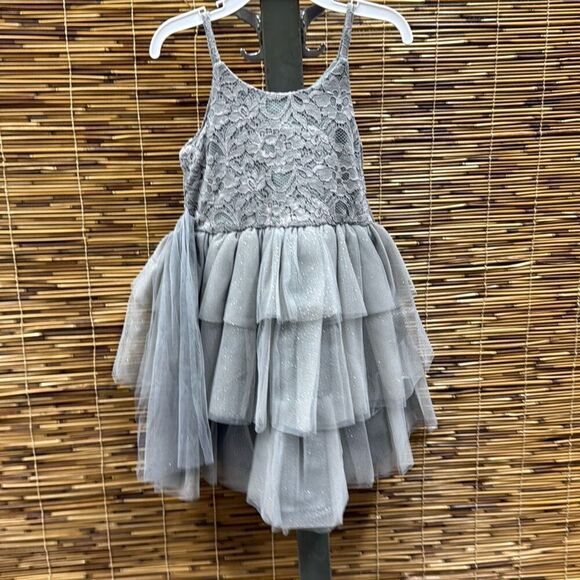Pink & Violet Little Girls Sleeveless Glitter Mesh Skirt Dress - Gray Size 5 - Picture 3 of 3